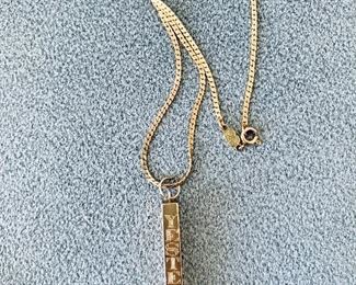 $550 - 14K “Yesterday, Today, Tomorrow, Forever” pendant on 16” 14K gold chain; engraved  pendant approx 2”