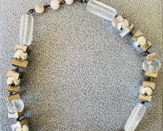 $60 - Vintage 17” Miram Haskell signed necklace with clear tube beads.