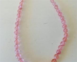 $20 - Vintage pink graduated crystal bead necklace; 16”