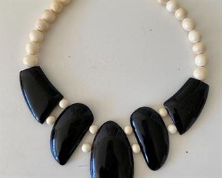 $24 - Vintage statement necklace; wooden beads;  15”