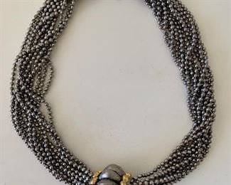 $24 - 15.5” multistrand bead necklace with enhancer