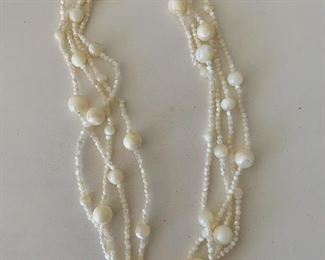 $20 - 15” multistrand pearl necklace with sterling clasp