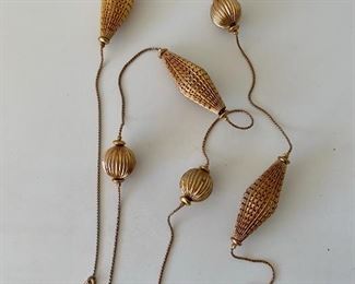 $20 - Vintage station necklace with bugle and round rondel beads ; 34” 