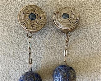 $25 - Vintage drop earrings; clip on; 3” drop