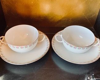$40 - set of J.P. Limoges porcelain cream soup bowls and saucers
