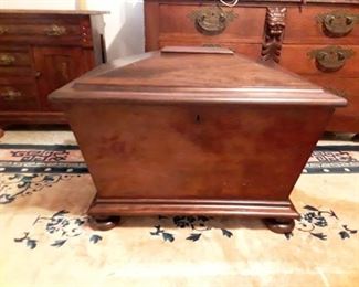 19th Century Mahogany Sarcophagus Cellarette wine cooler (metal liner is missing) $1000.00   OBO.