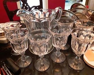 Heisey Colonial Water pitcher and set of 6 (+1) goblets