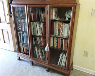 Antique American Oak Claw foot bookcase, glass needs replacing.  $1200.00  OBO