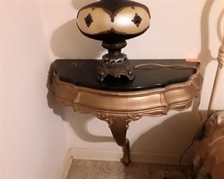 Pair of French Black Marble topped Console tables  $700.00 pr OBO