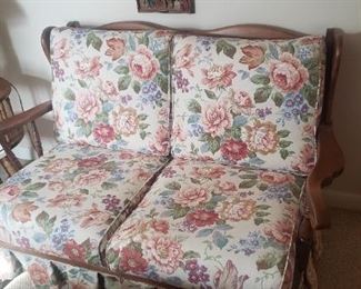 Maple Settee w/ Cushions