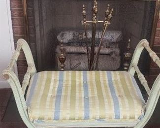 French Country Upholstered Bench