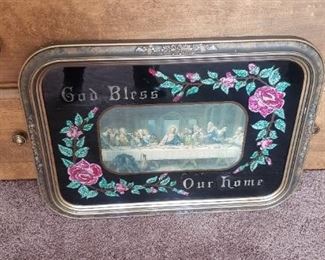 Glass Painted Last Supper Picture