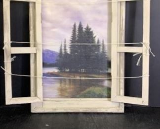 lake scene wood frame