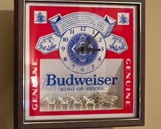 Lighted Budweiser beer wall clock