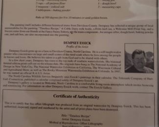 Dempsey Essick signed print 
“Timeless Recipe” Capturing Davidson County History 