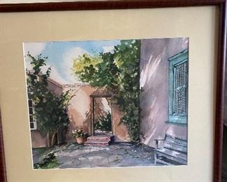 "Santa Fe Courtyard" - watercolor