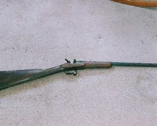 19th C 22 single shot rifle with octagon barrel