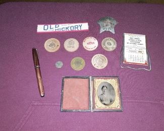 Ambrotype, Police Badge, Wooden Nickels & More.
