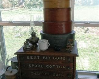 Stack of painted Shaker type pantry boxes
