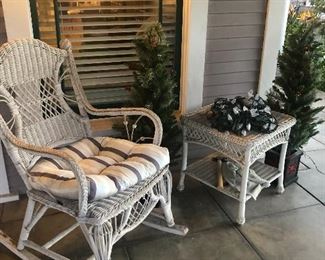 Vintage Wicker Rocker and Tables