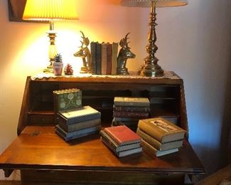 Stickley Desk, Stag Book Ends