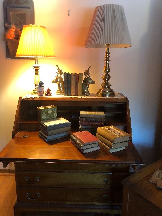 Stickley Desk, Stag Book Ends