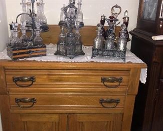 Oak Washstand $125. Cruet Sets galore. 