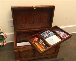 SOLID WOOD TRUNK                                                                EXCELLENT CONDITION                                                                    16.25" X 14.25" X 24.75"                                                             