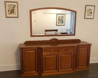 NATURAL CHERRY BUFFET                                            EXCELLENT CONDITION                                                                 MIRROR-     50" X 35.5"                                                 
             