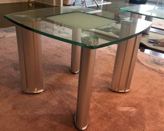 GLASS TOP COCKTAIL END TABLE                     55.25" X 5" X 15.25"                                              
EXCELLENT CONDITION                                                     