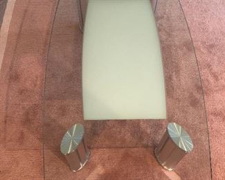 GLASS TOP COCKTAIL/COFFEE TABLE                     
55.25" X 31.5" X 15.25"                                              
EXCELLENT CONDITION                                                     