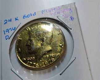24 K Gold Plated 1976 Bicentennial Kennedy Half Dollar