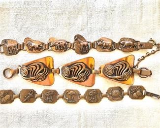 $22 each Vintage bracelets animal designs, swirly design on triangles.  Each: 7.5"L Top bracelet SOLD 