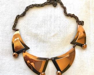 $35 Copper modernist necklace.  18"L