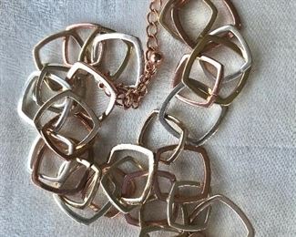 $20  Gold tone, silver tone and copper tone adjustable necklace 