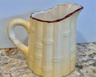$12 -Vintage "bamboo" creamer Made in Slovenia- 4"H x 3.5"D - microscopic chips on top