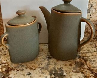 $30 - Made in Japan sugar and tea pot - tea pot 6"H x 6"W with handle; creamer  5"H x 4.5W with handles