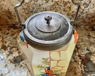 $45 - Vintage biscuit jar - 6"W x 7"H with out handle; 9.5"H with handle