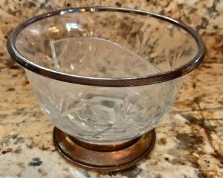 $50 - Vintage divided server with sterling rim and base - 5.5"D x 3.5"H