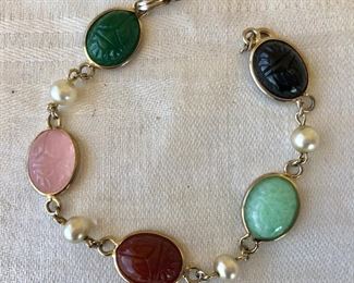 $15 Scarab bracelet with faux pearls.  Size: 7.5"