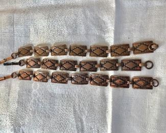 $30 Set of 3 copper bracelets Native American design.   2 largest:  7.5"L;  small: 6.5"L