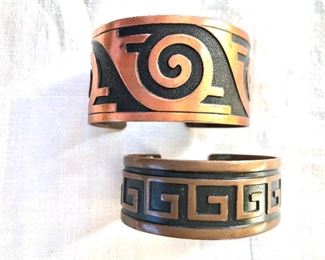 $22 each copper bangles Native American designs.  2.5"D each