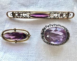 $30 each vintage pins Oval amethyst pin SOLD 