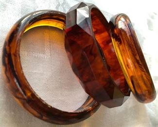 $35 Set of 3 honey amber colored bangles 