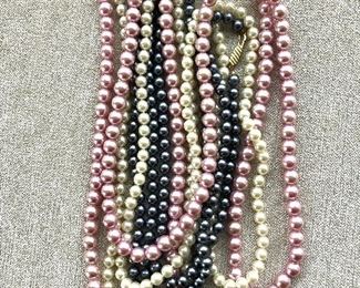 $36 3 Extra long strands of faux pearl necklaces 