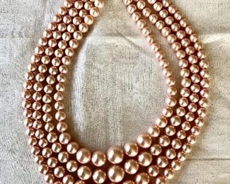 $22 Four layer faux pearl vintage  necklace.  18"L with extension