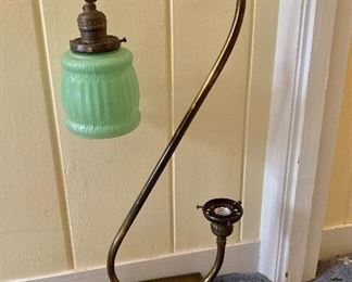 $90 - Double goose neck vintage lamp - top light pivots- as is - bottom shade needs to be replaced -m25.5"H x 13" W