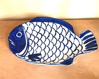 $60 - Dansk blue and white fish platter.  17" L x 11" W. 