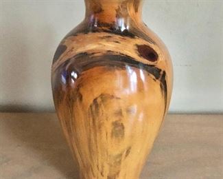 $60 - Bill Cuccaro hand turned Norfolk Pine vase - 8" H, 4" diam.  