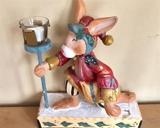 $30 Large rabbit with candle holder 14" H, 11.5" W, 7" D.